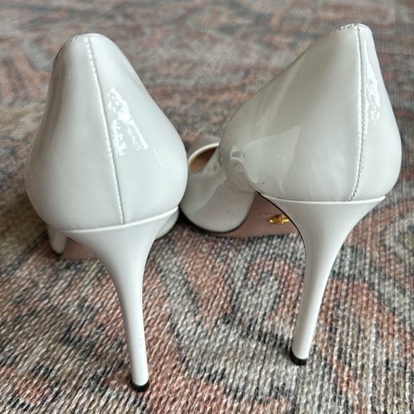 Prada Stiletto Pointed Toe Pump in White Patent Leather - Picture 7 of 9